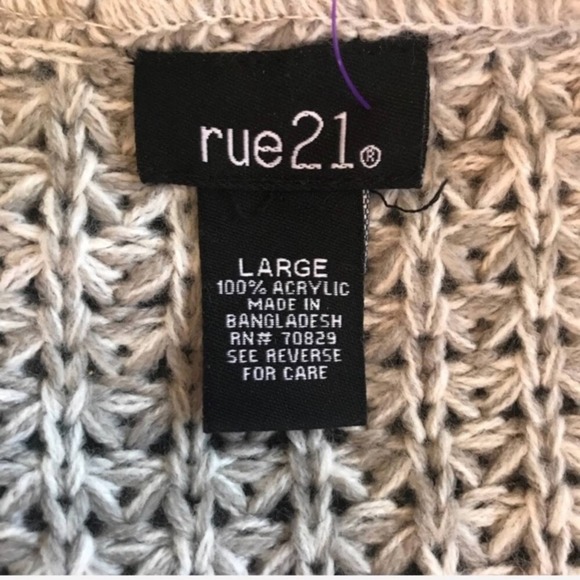 Rue21 Cable Knit Colorblock Sweater Multi Color V Neck Size L Long High Low - Picture 6 of 7